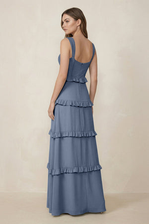 Sweetheart Tiered A - Line Chiffon Bridesmaid Dress in Neptune - SHE IS ME Bridesmaid Dresses
