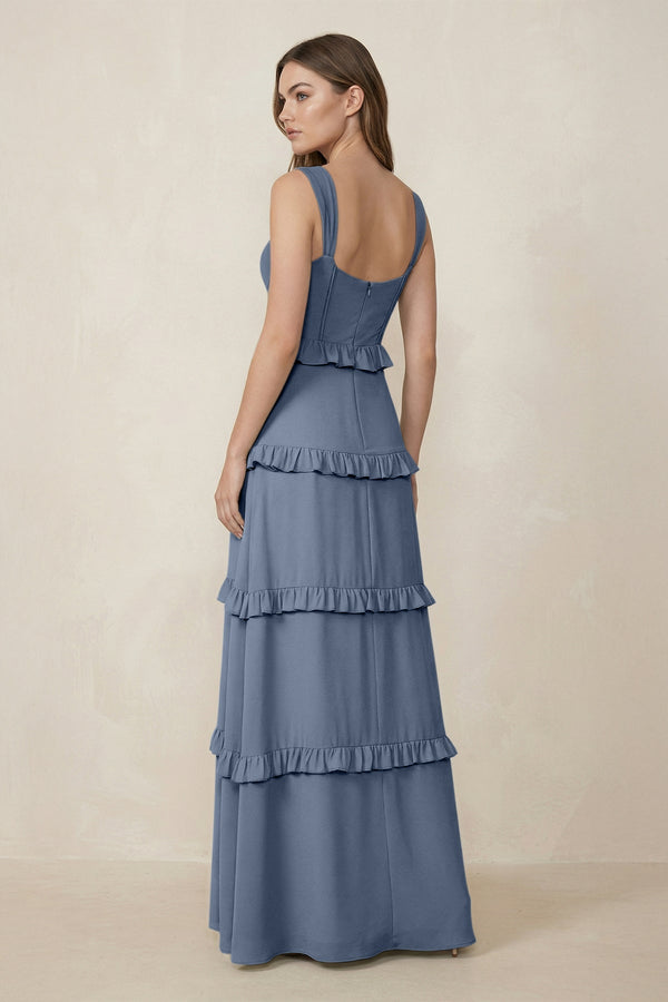 Sweetheart Tiered A - Line Chiffon Bridesmaid Dress in Neptune - SHE IS ME Bridesmaid Dresses