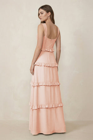 Sweetheart Tiered A - Line Chiffon Bridesmaid Dress in Pale Blush - SHE IS ME Bridesmaid Dresses