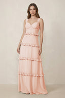 Sweetheart Tiered A - Line Chiffon Bridesmaid Dress in Pale Blush - SHE IS ME Bridesmaid Dresses