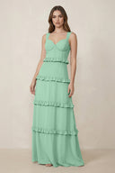 Sweetheart Tiered A - Line Chiffon Bridesmaid Dress in Pale Pistachio - SHE IS ME Bridesmaid Dresses
