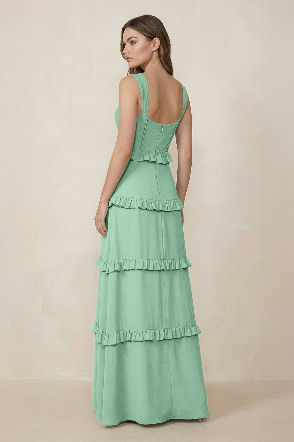 Sweetheart Tiered A - Line Chiffon Bridesmaid Dress in Pale Pistachio - SHE IS ME Bridesmaid Dresses