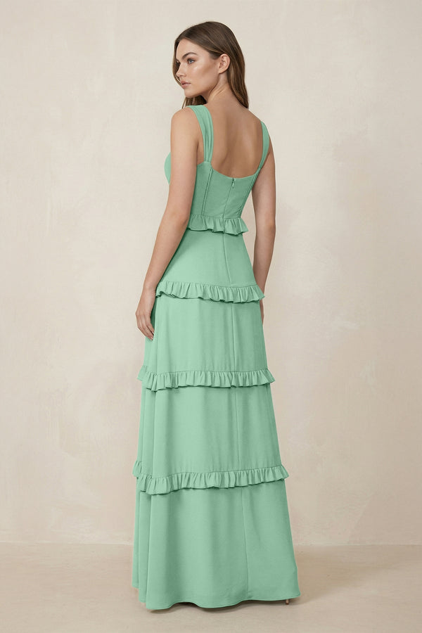 Sweetheart Tiered A - Line Chiffon Bridesmaid Dress in Pale Pistachio - SHE IS ME Bridesmaid Dresses