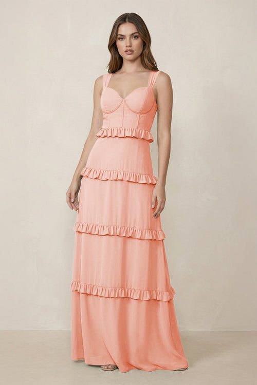 Sweetheart Tiered A - Line Chiffon Bridesmaid Dress in Rose Petal - SHE IS ME Bridesmaid Dresses