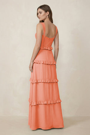 Sweetheart Tiered A - Line Chiffon Bridesmaid Dress in Rosette - SHE IS ME Bridesmaid Dresses