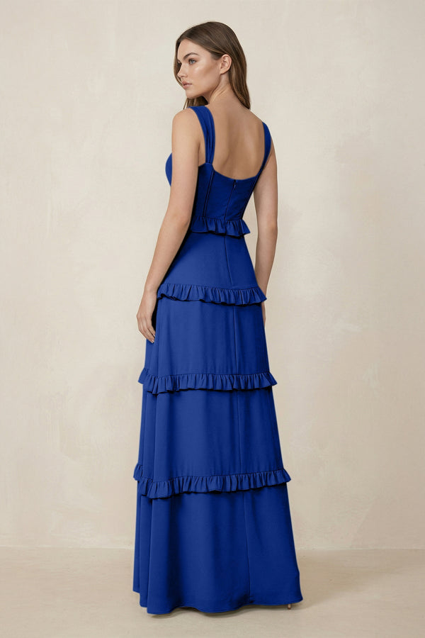 Sweetheart Tiered A - Line Chiffon Bridesmaid Dress in Royal Blue - SHE IS ME Bridesmaid Dresses