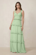 Sweetheart Tiered A - Line Chiffon Bridesmaid Dress in Sage - SHE IS ME Bridesmaid Dresses