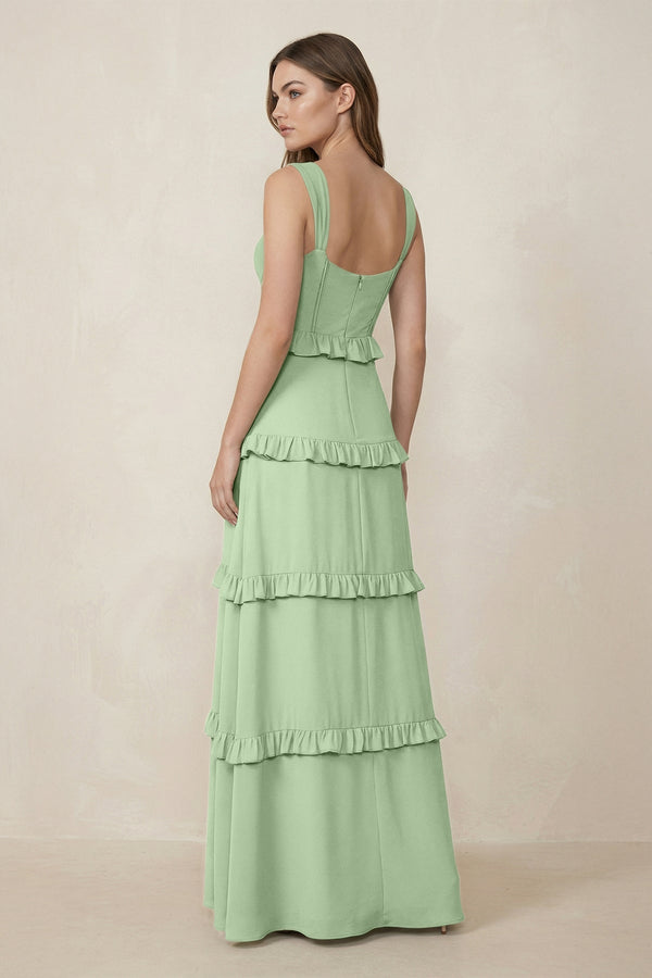 Sweetheart Tiered A - Line Chiffon Bridesmaid Dress in Sage - SHE IS ME Bridesmaid Dresses