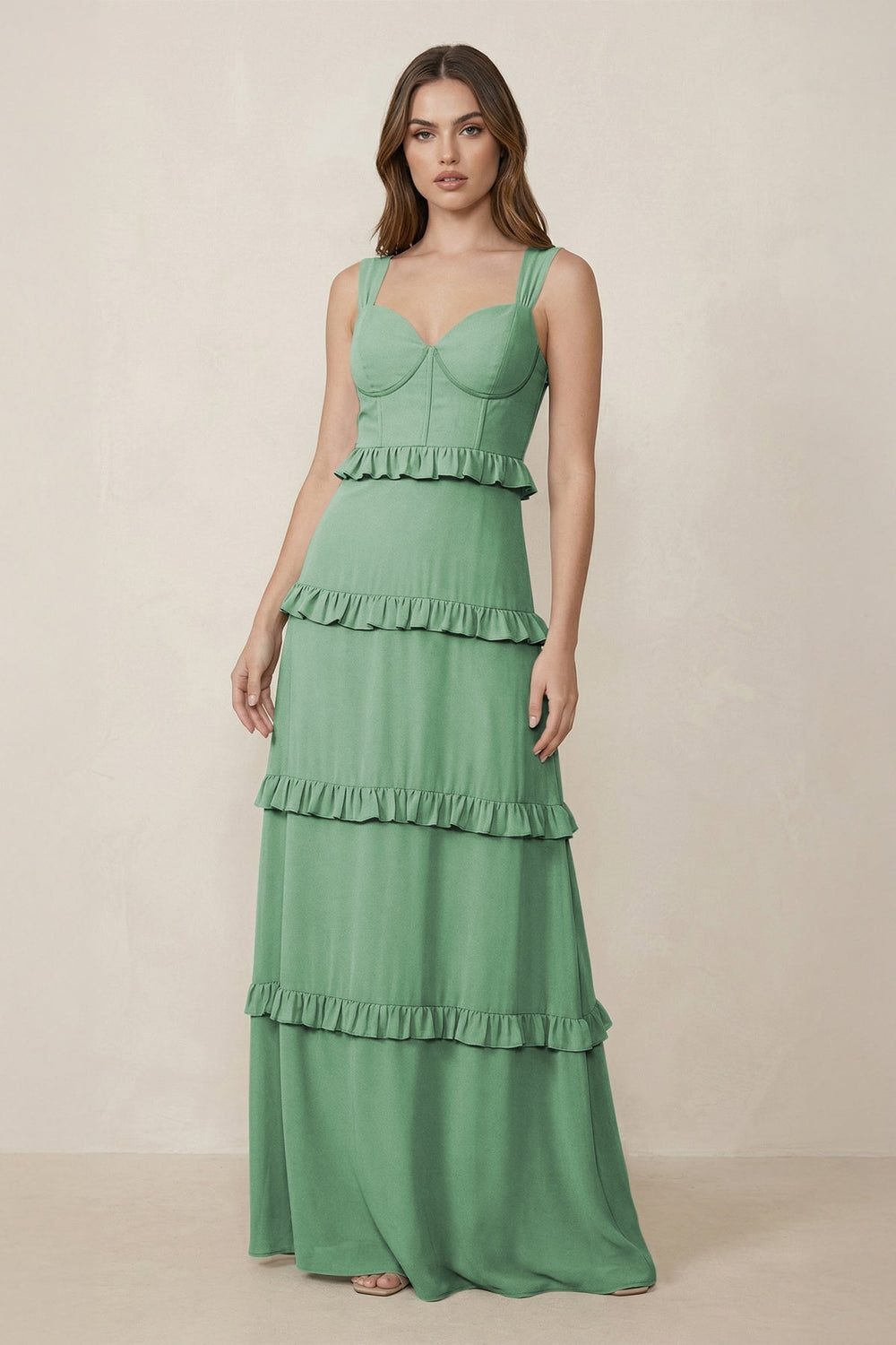 Sweetheart Tiered A - Line Chiffon Bridesmaid Dress in Sea Glass - SHE IS ME Bridesmaid Dresses