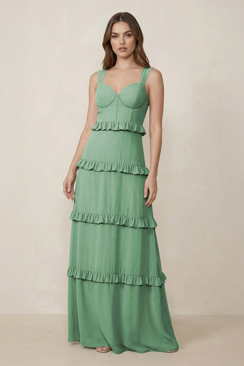 Sweetheart Tiered A - Line Chiffon Bridesmaid Dress in Sea Glass - SHE IS ME Bridesmaid Dresses
