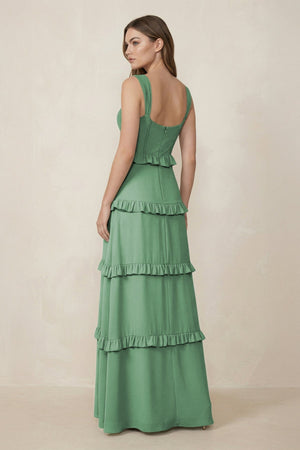 Sweetheart Tiered A - Line Chiffon Bridesmaid Dress in Sea Glass - SHE IS ME Bridesmaid Dresses