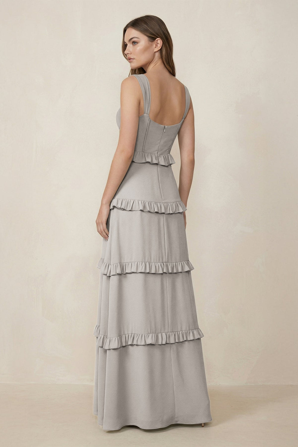 Sweetheart Tiered A - Line Chiffon Bridesmaid Dress in Silver - SHE IS ME Bridesmaid Dresses