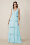 Sweetheart Tiered A - Line Chiffon Bridesmaid Dress in Sky Blue - SHE IS ME Bridesmaid Dresses