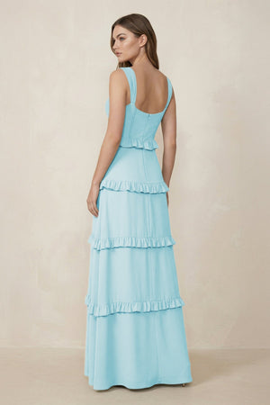Sweetheart Tiered A - Line Chiffon Bridesmaid Dress in Sky Blue - SHE IS ME Bridesmaid Dresses