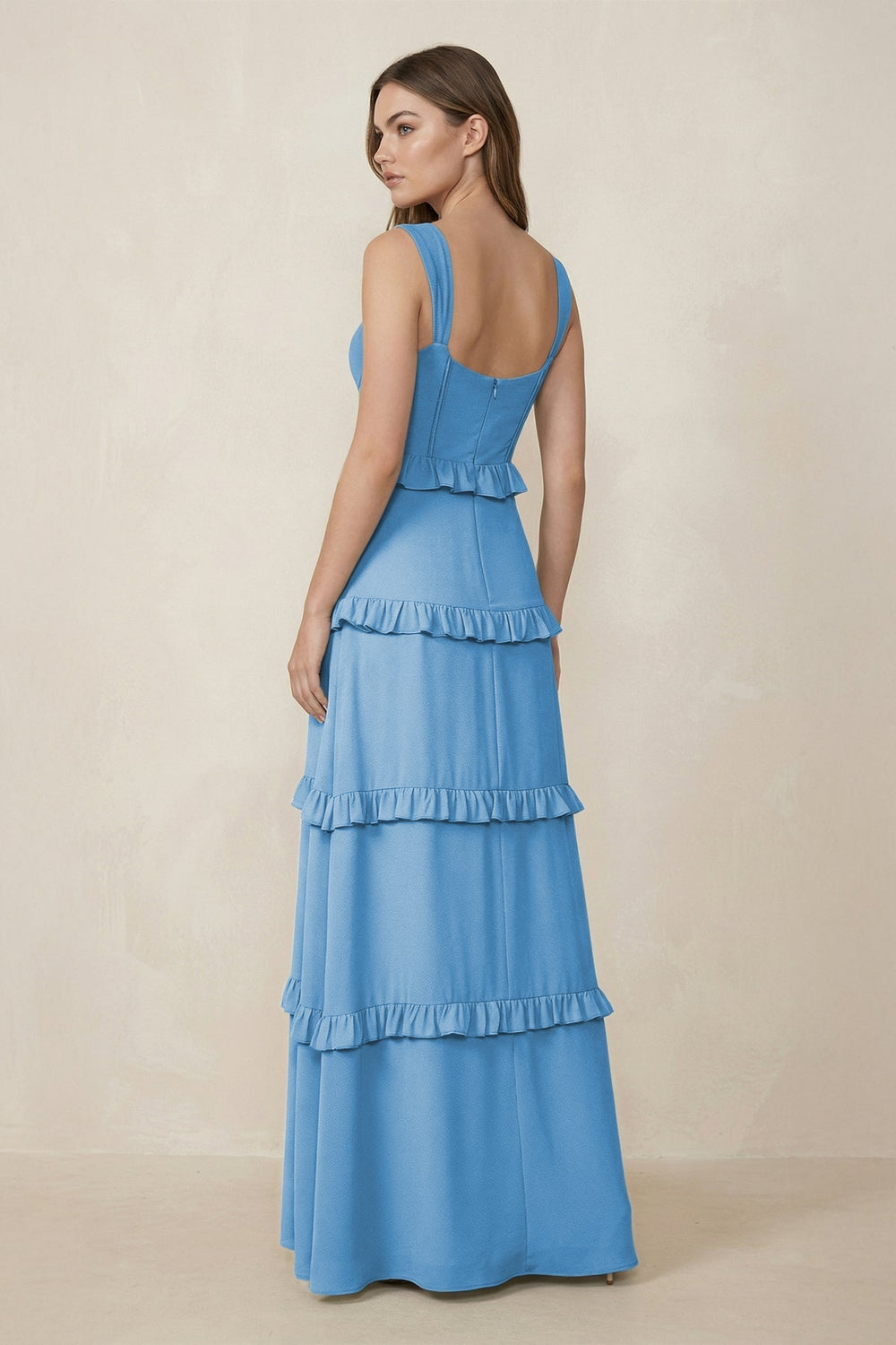 Sweetheart Tiered A - Line Chiffon Bridesmaid Dress in Steel Blue - SHE IS ME Bridesmaid Dresses