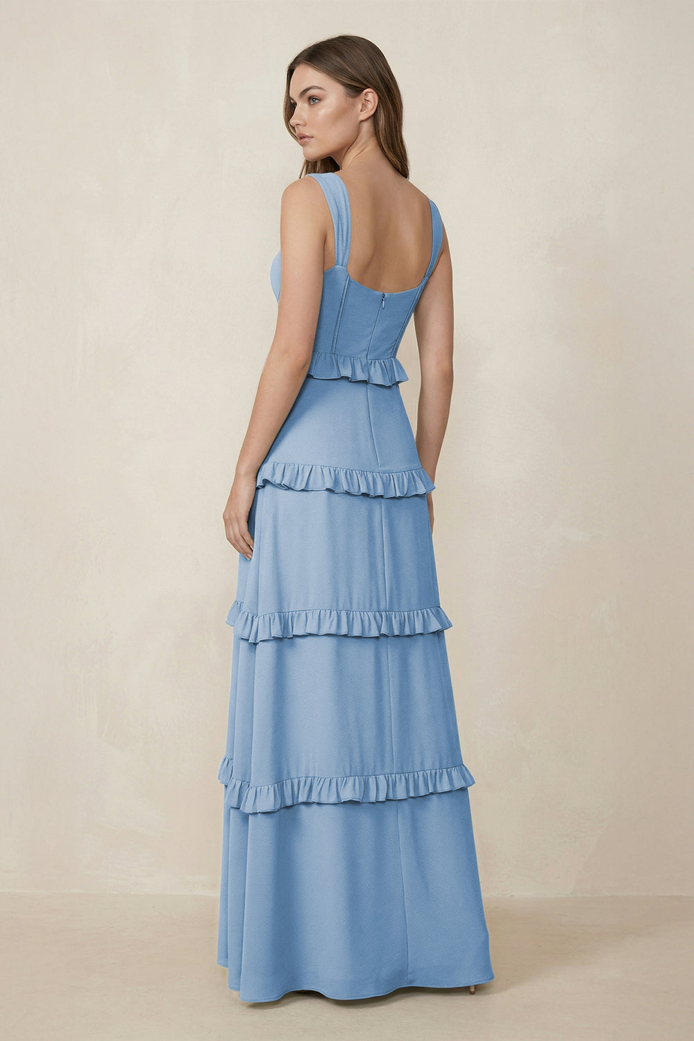 Sweetheart Tiered A-Line Chiffon Bridesmaid Dress in Steel Blue