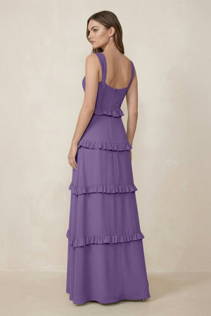 Sweetheart Tiered A - Line Chiffon Bridesmaid Dress in Tahiti - SHE IS ME Bridesmaid Dresses