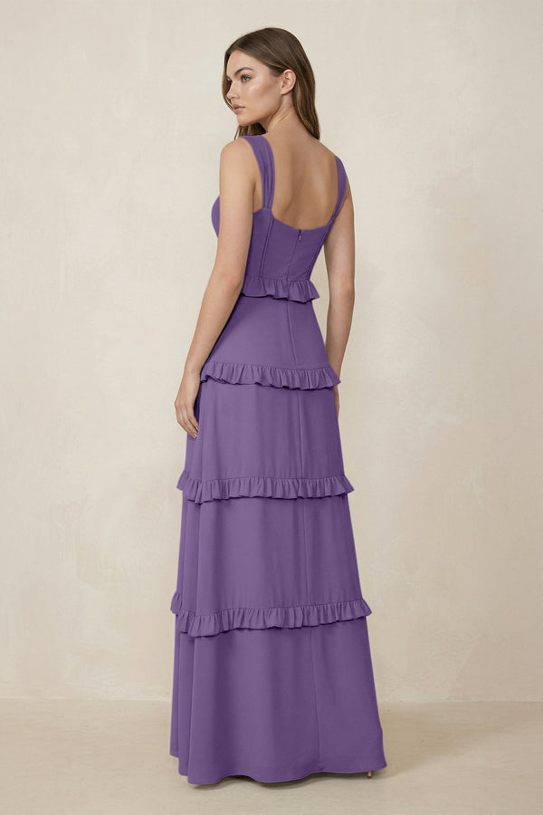 Sweetheart Tiered A - Line Chiffon Bridesmaid Dress in Tahiti - SHE IS ME Bridesmaid Dresses