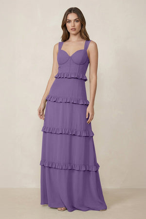 Sweetheart Tiered A - Line Chiffon Bridesmaid Dress in Tahiti - SHE IS ME Bridesmaid Dresses