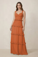 Sweetheart Tiered A - Line Chiffon Bridesmaid Dress in Terracotta - SHE IS ME Bridesmaid Dresses
