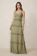 Sweetheart Tiered A - Line Chiffon Bridesmaid Dress in Thyme - SHE IS ME Bridesmaid Dresses