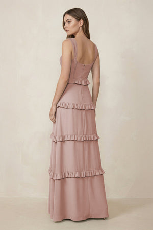 Sweetheart Tiered A - Line Chiffon Bridesmaid Dress in Toffee - SHE IS ME Bridesmaid Dresses