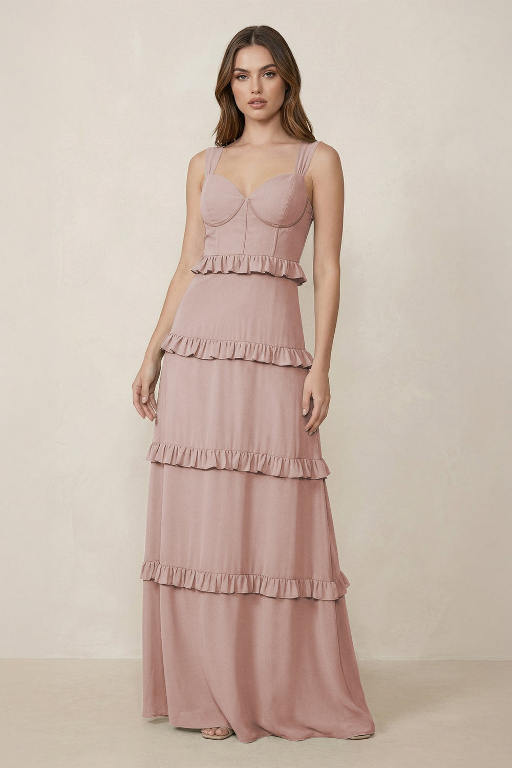 Sweetheart Tiered A - Line Chiffon Bridesmaid Dress in Toffee - KISS BRIDAL Bridesmaid Dresses