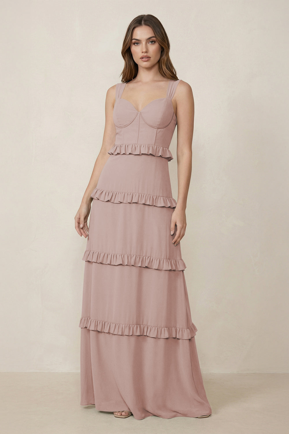 Sweetheart Tiered A-Line Chiffon Bridesmaid Dress in Toffee