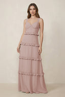 Sweetheart Tiered A-Line Chiffon Bridesmaid Dress in Toffee | KISSBRIDAL