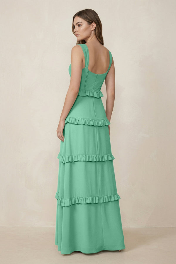 Sweetheart Tiered A - Line Chiffon Bridesmaid Dress in Turquoise - SHE IS ME Bridesmaid Dresses