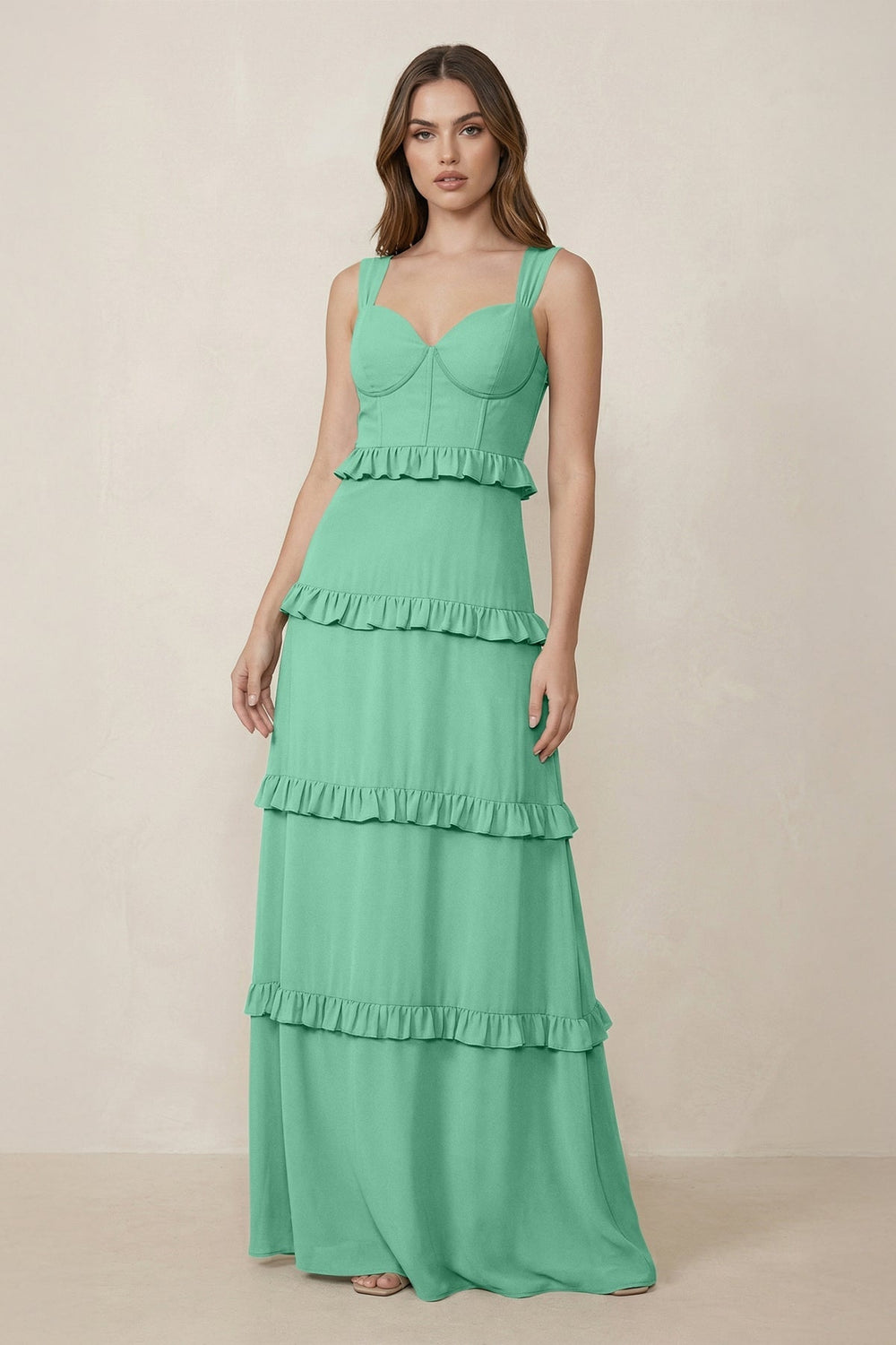 Sweetheart Tiered A - Line Chiffon Bridesmaid Dress in Turquoise - KISS BRIDAL Bridesmaid Dresses