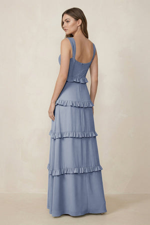 Sweetheart Tiered A - Line Chiffon Bridesmaid Dress in Twilight - SHE IS ME Bridesmaid Dresses