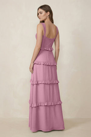 Sweetheart Tiered A - Line Chiffon Bridesmaid Dress in Vintage Mauve - SHE IS ME Bridesmaid Dresses