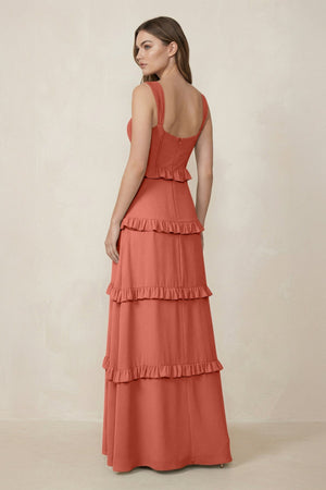 Sweetheart Tiered A - Line Chiffon Bridesmaid Dress in Wild Rose - SHE IS ME Bridesmaid Dresses