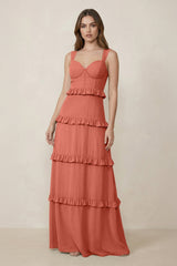 Sweetheart Tiered A - Line Chiffon Bridesmaid Dress in Wild Rose - KISS BRIDAL Bridesmaid Dresses