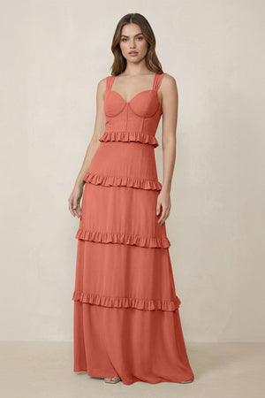 Sweetheart Tiered A - Line Chiffon Bridesmaid Dress in Wild Rose - SHE IS ME Bridesmaid Dresses