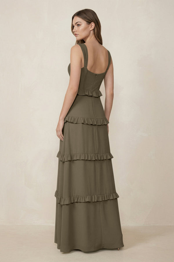 Sweetheart Tiered A - Line Chiffon Bridesmaid Dress in Willow Green - SHE IS ME Bridesmaid Dresses