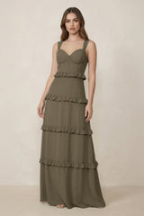 Sweetheart Tiered A - Line Chiffon Bridesmaid Dress in Willow Green - KISS BRIDAL Bridesmaid Dresses