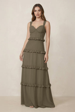 Sweetheart Tiered A - Line Chiffon Bridesmaid Dress in Willow Green - SHE IS ME Bridesmaid Dresses