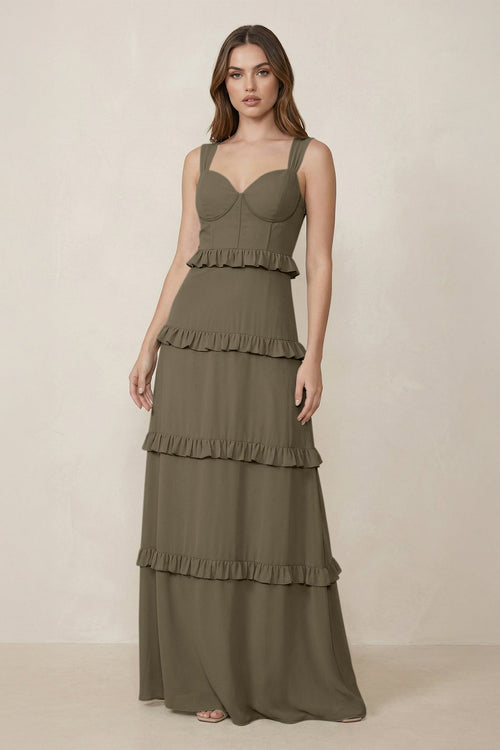 Sweetheart Tiered A - Line Chiffon Bridesmaid Dress in Willow Green - SHE IS ME Bridesmaid Dresses
