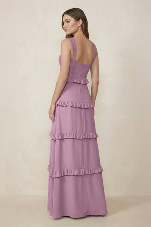 Sweetheart Tiered A - Line Chiffon Bridesmaid Dress in Wisteria - SHE IS ME Bridesmaid Dresses