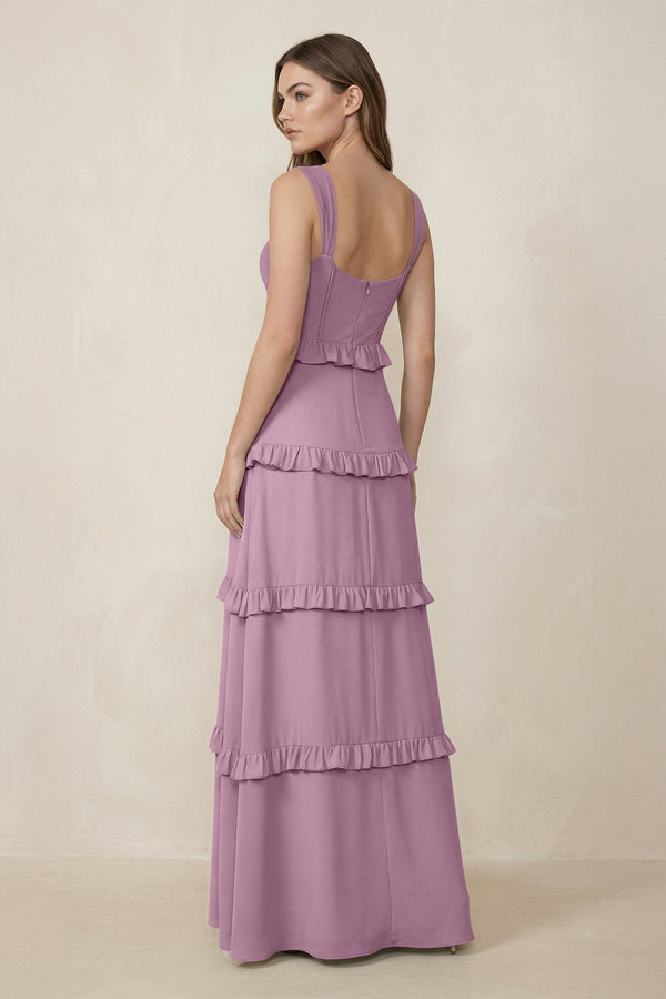 Sweetheart Tiered A - Line Chiffon Bridesmaid Dress in Wisteria - SHE IS ME Bridesmaid Dresses