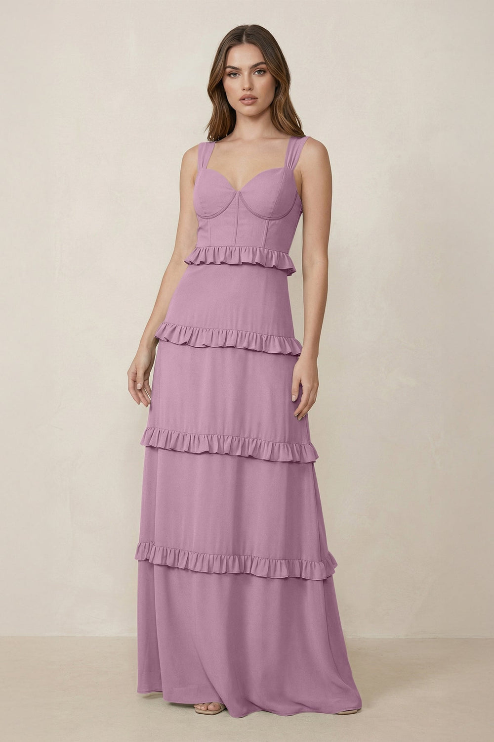 Sweetheart Tiered A - Line Chiffon Bridesmaid Dress in Wisteria - KISS BRIDAL Bridesmaid Dresses