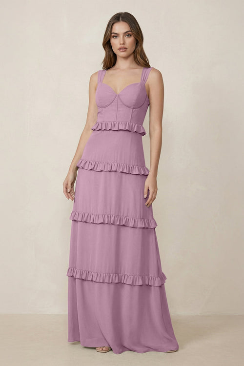 Sweetheart Tiered A - Line Chiffon Bridesmaid Dress in Wisteria - SHE IS ME Bridesmaid Dresses