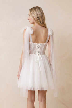 Sweetheart Tulle A-Line Midi Wedding Dress in Ivory