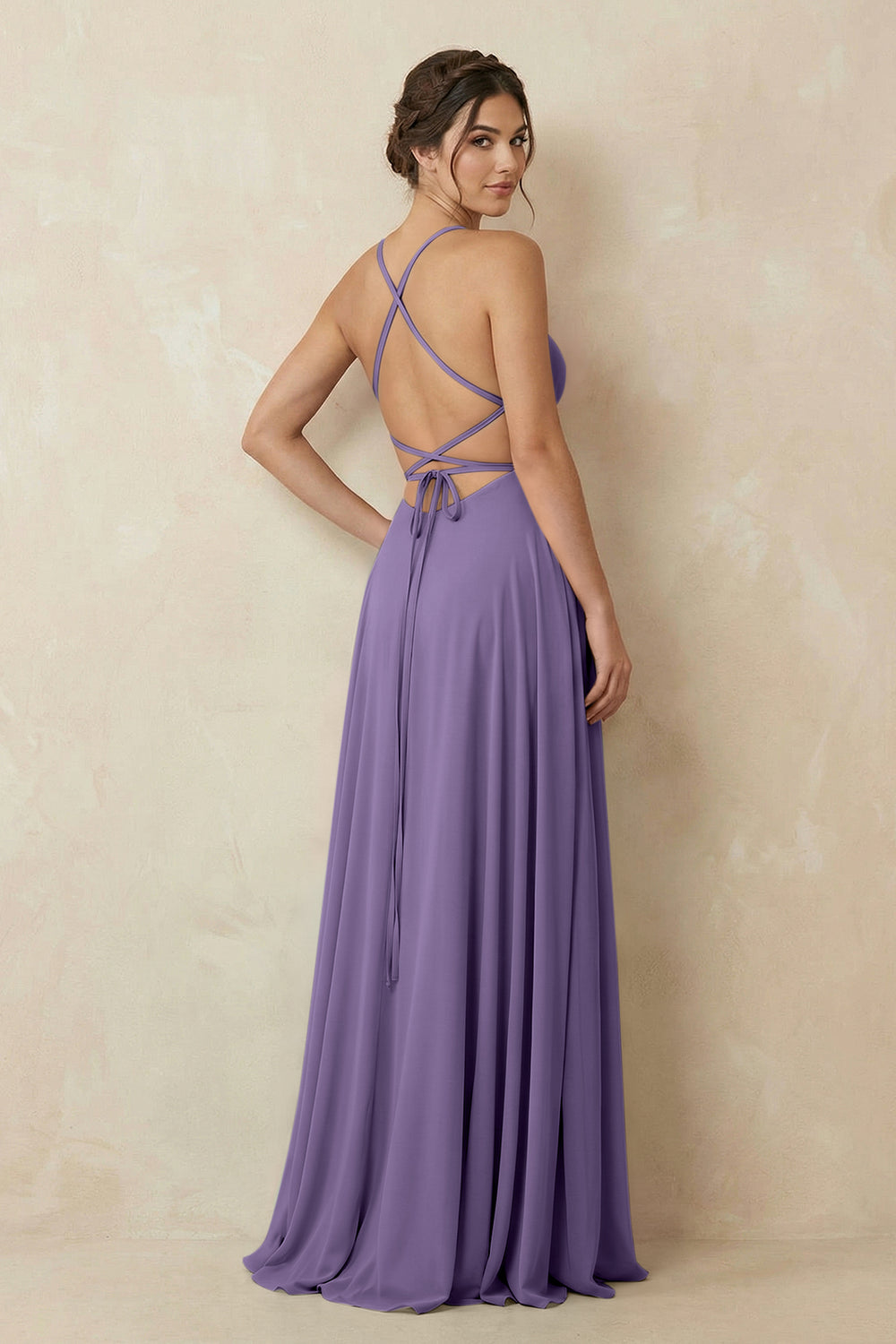 A-Line Chiffon Bridesmaid Dress With Slit in Tahiti