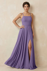 Tahiti A-Line Chiffon Bridesmaid Dress With Slit | KISSBRIDAL