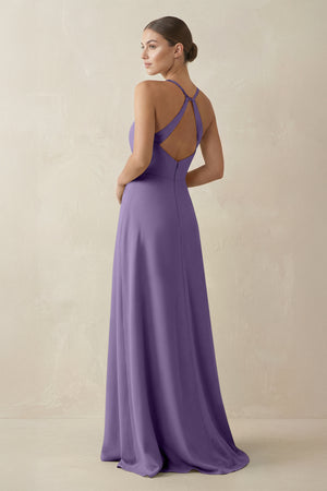 Tahiti A-Line Chiffon Long Bridesmaid Dress With Slit (2) | KISSBRIDAL