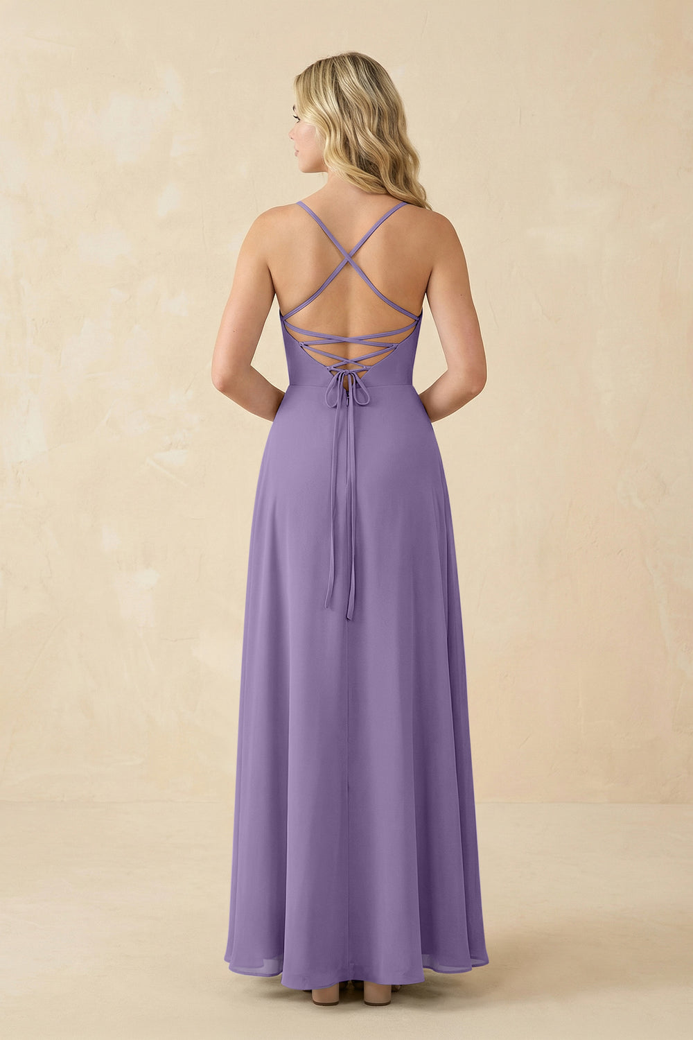 A-Line Chiffon Spaghetti Strap Bridesmaid Dress in Tahiti