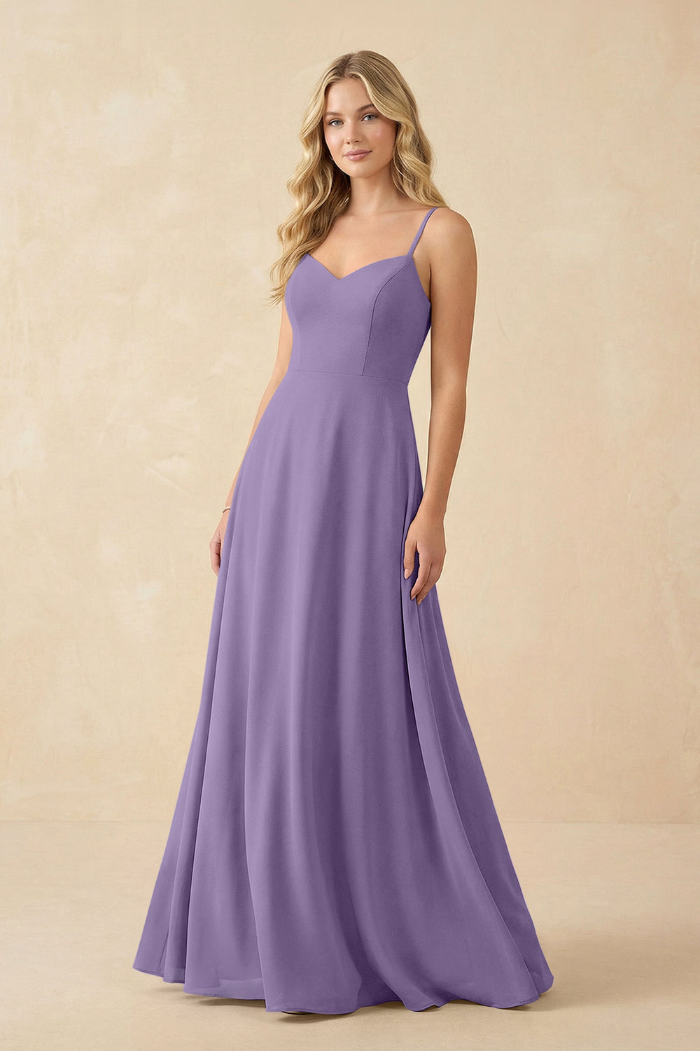 A-Line Chiffon Spaghetti Strap Bridesmaid Dress in Tahiti